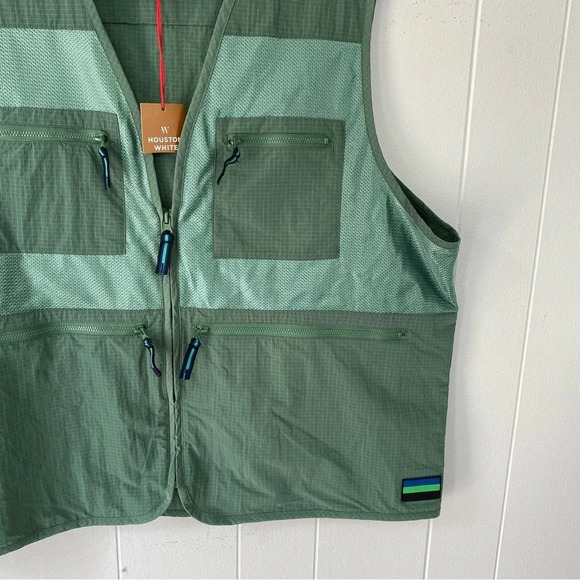 HOUSTON WHITE Collection Adult Unisex Green Ripstop Multi Pocket Vest Size XL - Picture 10 of 15